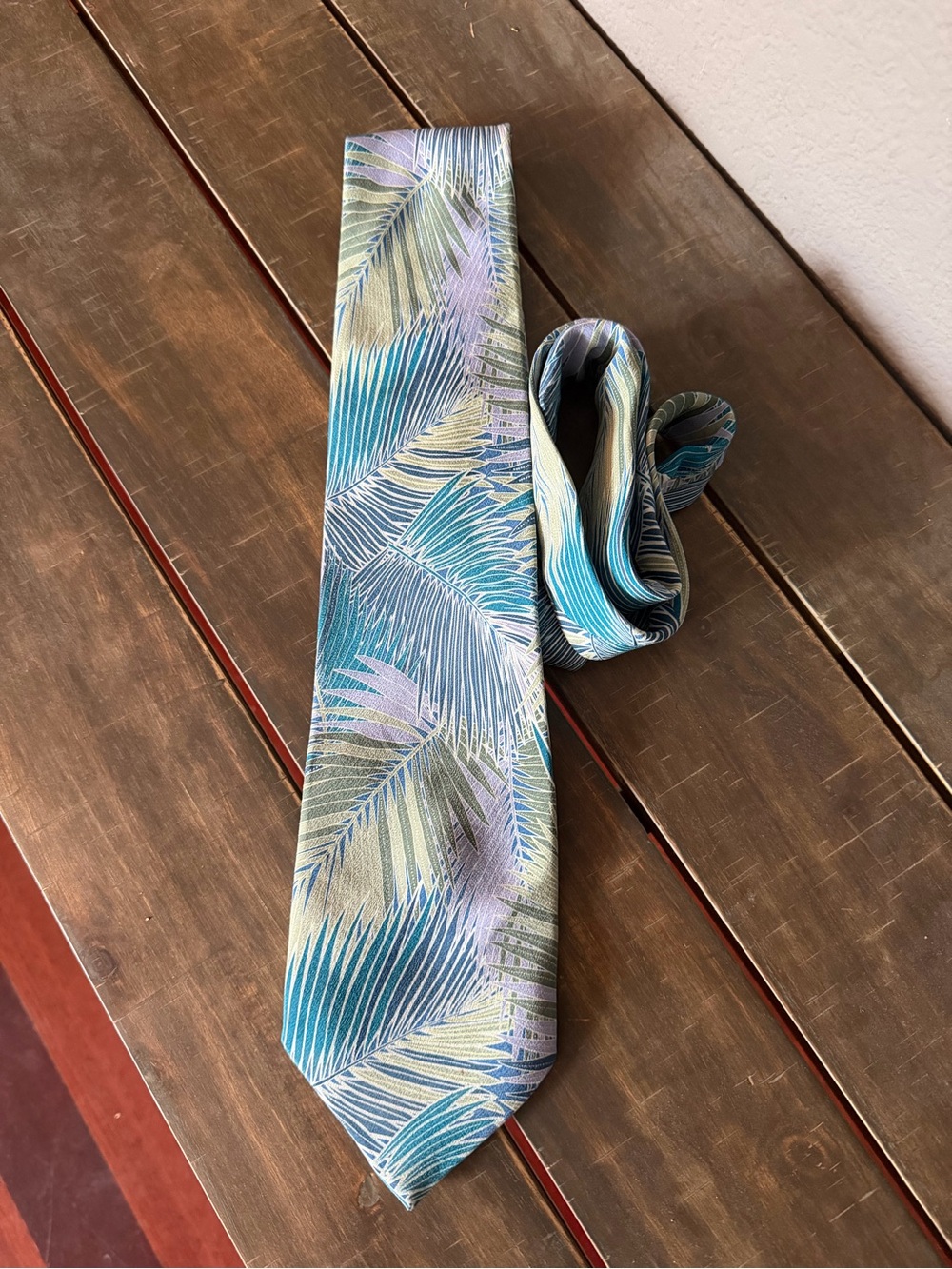 Tommy Bahama Men’s Silk Tie Tropical Palm Leaf Blue Teal Green Botanical Necktie